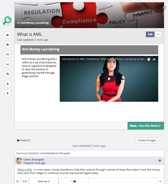 Deliver compliance and sales training multimedia content Deliver compliance and sales training multimedia content